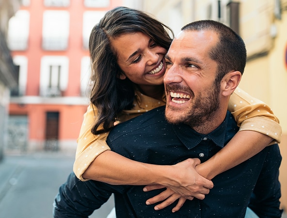 Couple smiling